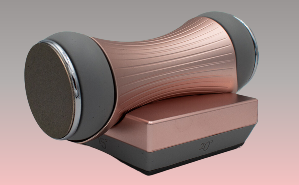 McEnjoys rolling knife sharpener with pink gold alloy body